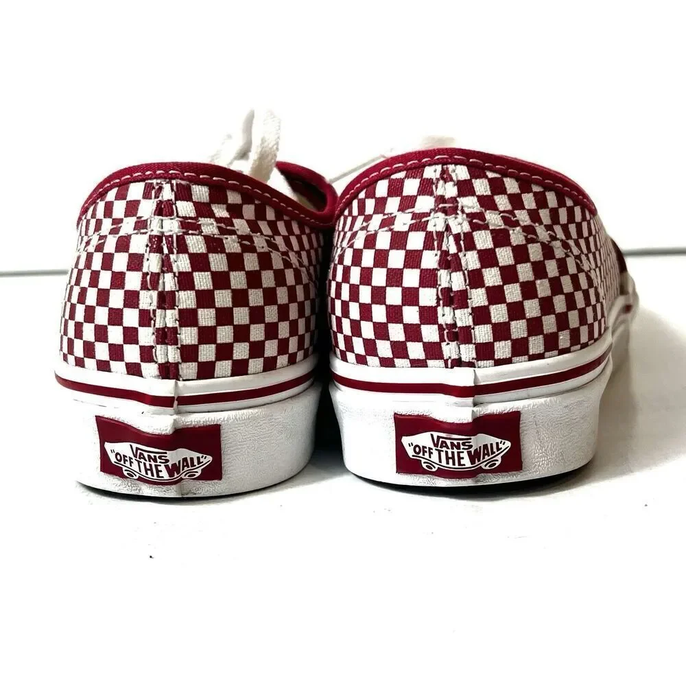 VANS OFF The Wall Red Check Canvas Skate Shoes Women's 6 Low Top Lace Up Sneaker